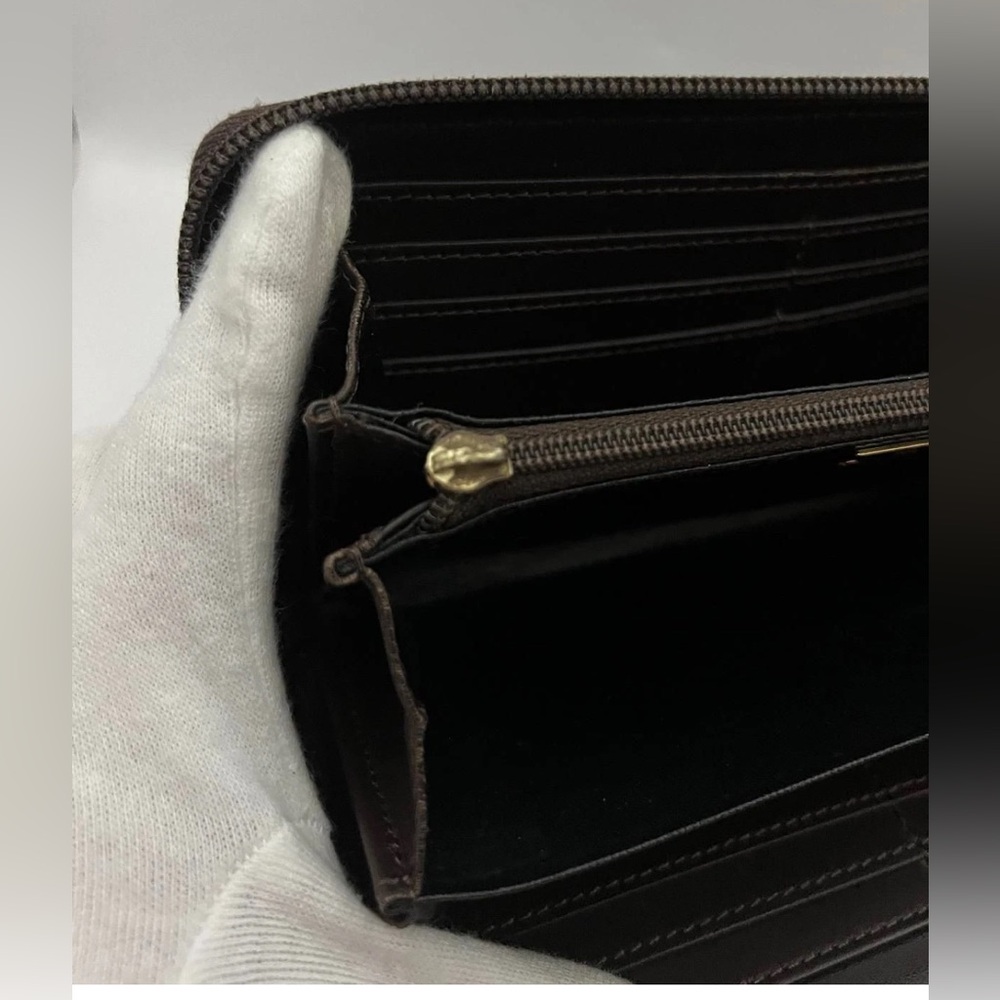 Vivienne Westwood Embossed Black Long Wallet Zip Around Gold Orb w/ Brown rimmed - Picture 10 of 15